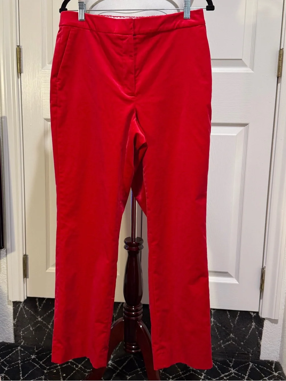 J Crew Full-Length Straight-Leg Stretch Cotton-Velvet Pant